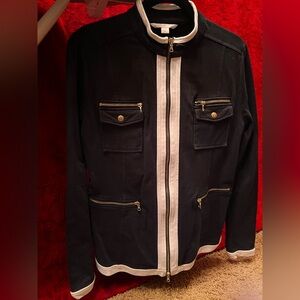 Boston Proper Black Jacket with White Trim and matching pants. Sold set.